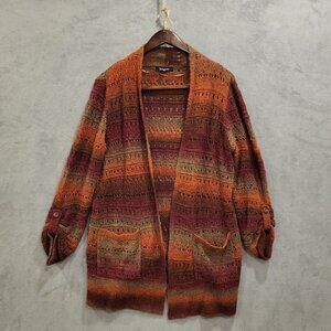 Relativity Womens Open‎ Knit Cardigan Roll Tab Sleeve Cozy Tunic Stretch Size XL